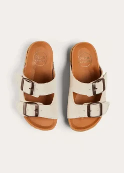 Sandals | Sandals | Pepa London Suede Buckle Detail Sandals in Beige (28-35EU)