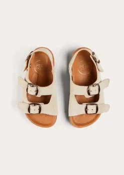 Sandals | Sandals | Pepa London Suede Buckle Detail Strappy Sandals in Beige (21-27EU)