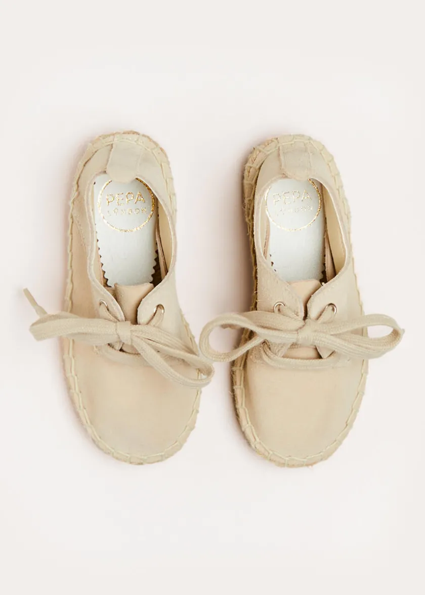 Sandals | Sandals | Pepa London Suede Lace-up Espadrilles in Beige (24-35EU)