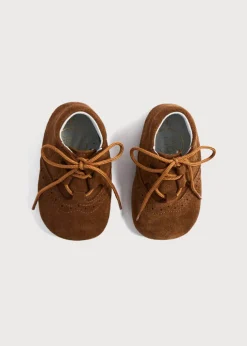 Bonnets & Booties | Bonnets & Booties | Pepa London Suede Oxford Pram Booties in Brown (17-20EU)