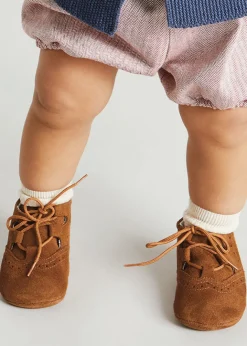 Bonnets & Booties | Bonnets & Booties | Pepa London Suede Oxford Pram Booties in Brown (17-20EU)