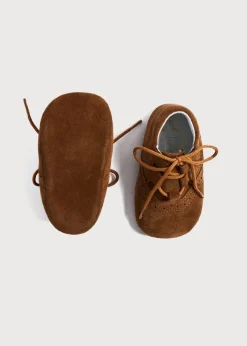 Bonnets & Booties | Bonnets & Booties | Pepa London Suede Oxford Pram Booties in Brown (17-20EU)