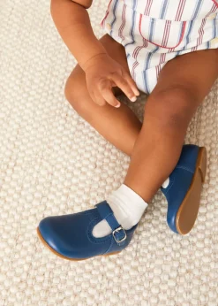 T-bars | T-bar Shoes | Pepa London T-Bar Baby Shoes in Blue (20-26EU)