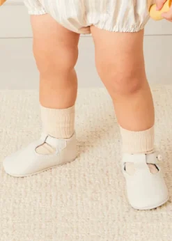 T-bars | T-bar Shoes | Pepa London T-Bar Leather Pram Shoes in Ivory (17-20EU)