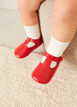 T-bars | T-bar Shoes | Pepa London T-Bar Pram Shoes in Red (17-20EU)