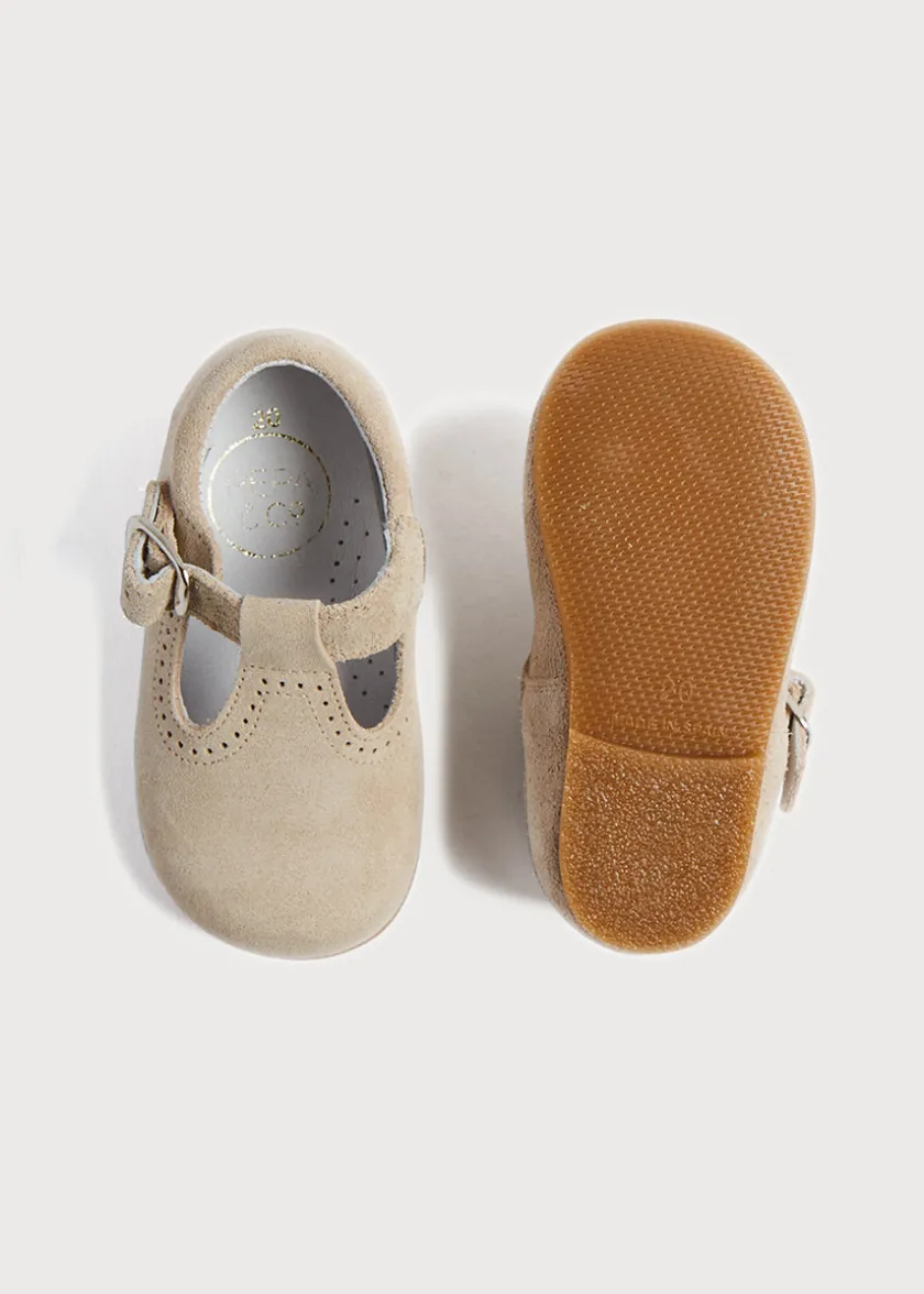 T-bars | T-bar Shoes | Pepa London T-Bar Suede Baby Shoes in Beige (20-24EU)