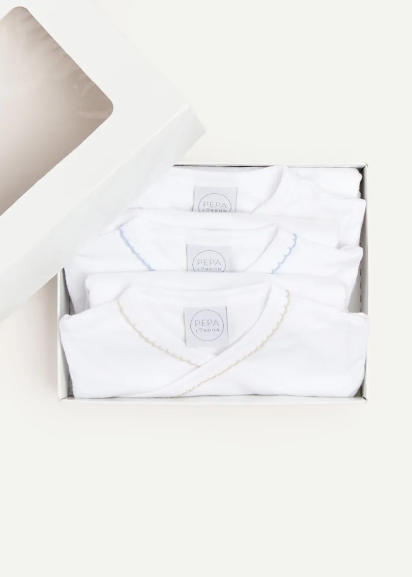 Tops & Bodysuits | Bodysuits & Baby Grows | Pepa London Three Short Sleeve Bodysuit Embroidered Set (1mth-12mths)