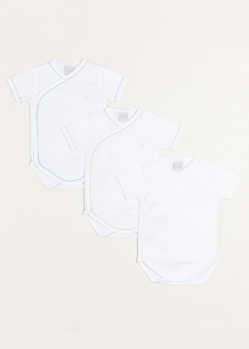 Tops & Bodysuits | Bodysuits & Baby Grows | Pepa London Three Short Sleeve Bodysuit Embroidered Set (1mth-12mths)