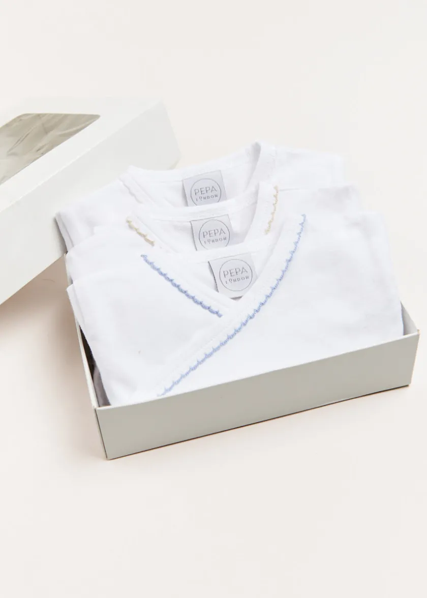 Tops & Bodysuits | Bodysuits & Baby Grows | Pepa London Three Short Sleeve Bodysuit Embroidered Set (1mth-12mths)