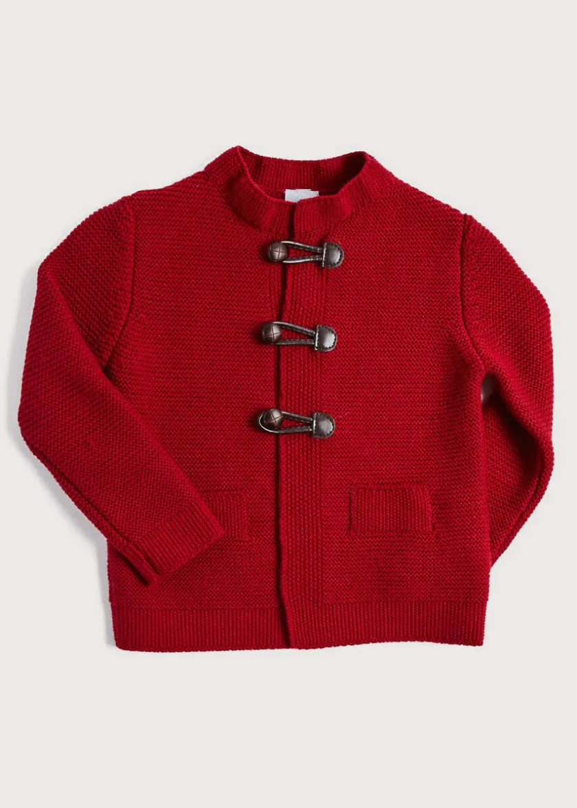 Knitwear & Cardigans | Knitwear & Cardigans | Pepa London Toggle Fastening Knitted Cardigan in Red (12mths-10yrs)