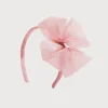 Hair Accessories | Pepa London Traditional Big Bow Tulle Hairband in Dusty Pink