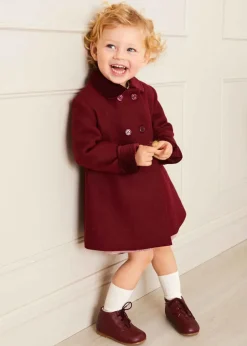 Coats & Jackets | Coats & Jackets | Pepa London Traditional Double Breasted Coat in Burgundy (12mths-10yrs)