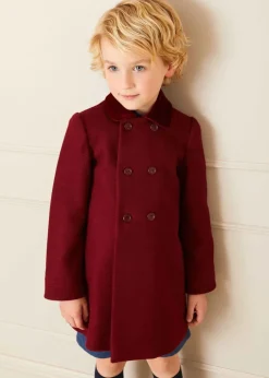 Coats & Jackets | Coats & Jackets | Pepa London Traditional Double Breasted Coat in Burgundy (12mths-10yrs)