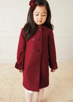 Coats & Jackets | Coats & Jackets | Pepa London Traditional Double Breasted Coat in Burgundy (12mths-10yrs)
