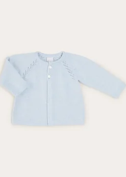 Knitwear & Cardigans | Knitwear & Cardigans | Pepa London Two Button Baby Cardigan In Light Blue (1-9mths)