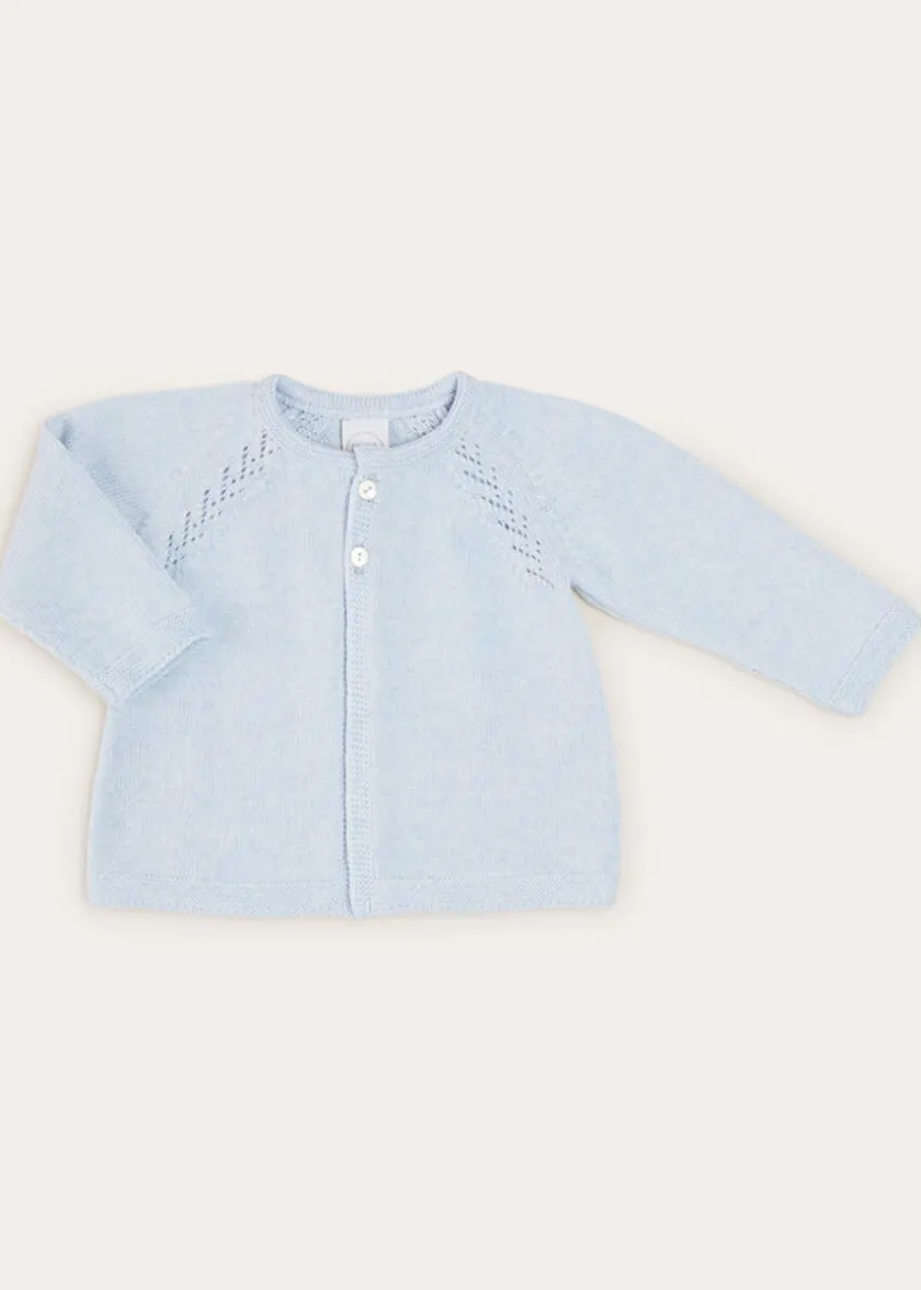 Knitwear & Cardigans | Knitwear & Cardigans | Pepa London Two Button Baby Cardigan In Light Blue (1-9mths)