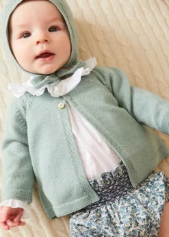 Knitwear & Cardigans | Pepa London Two Button Baby Cardigan in Green (1-9mths)