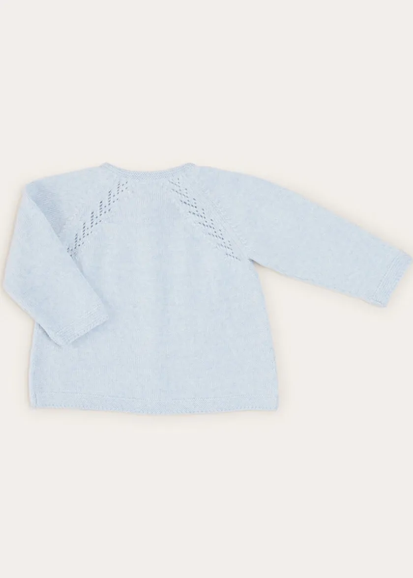 Knitwear & Cardigans | Knitwear & Cardigans | Pepa London Two Button Baby Cardigan In Light Blue (1-9mths)