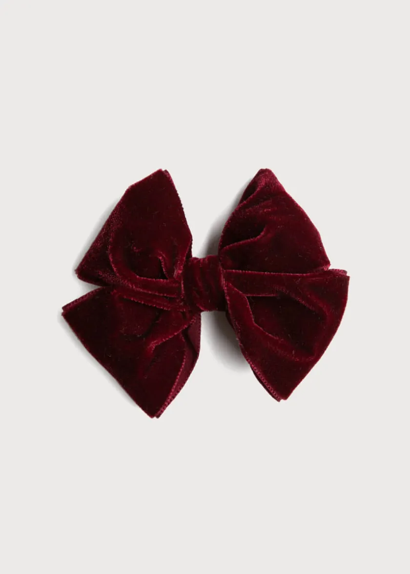 Hair Accessories | Hair Accessories | Pepa London Velvet Big-Bow Clip in Burgundy