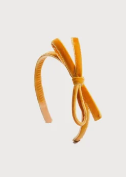 Hair Accessories | Hair Accessories | Pepa London Velvet Hairband With Thin Mustard Bow