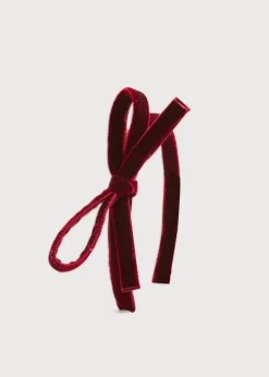 Hair Accessories | Hair Accessories | Pepa London Velvet Hairband with Thin Burgundy Bow