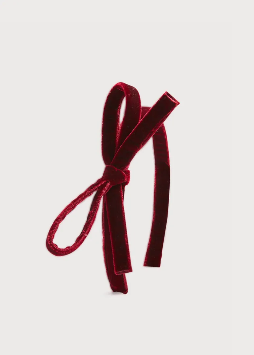 Hair Accessories | Hair Accessories | Pepa London Velvet Hairband with Thin Burgundy Bow