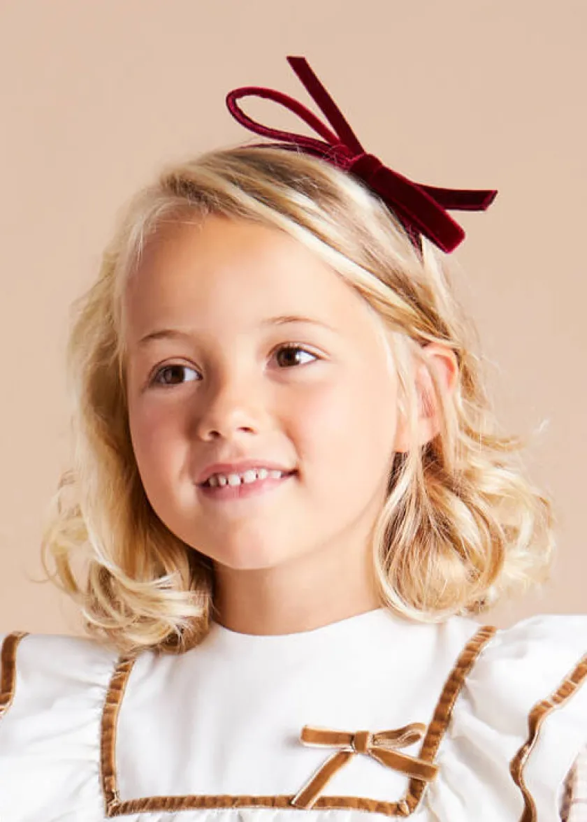 Hair Accessories | Hair Accessories | Pepa London Velvet Hairband with Thin Burgundy Bow