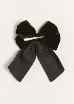 Hair Accessories | Hair Accessories | Pepa London Velvet Long Bow Clip in Black
