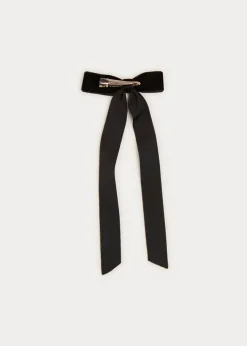 Hair Accessories | Hair Accessories | Pepa London Velvet Long Bow Clip in Black
