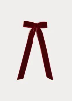 Hair Accessories | Hair Accessories | Pepa London Velvet Long-Bow Clip in Burgundy