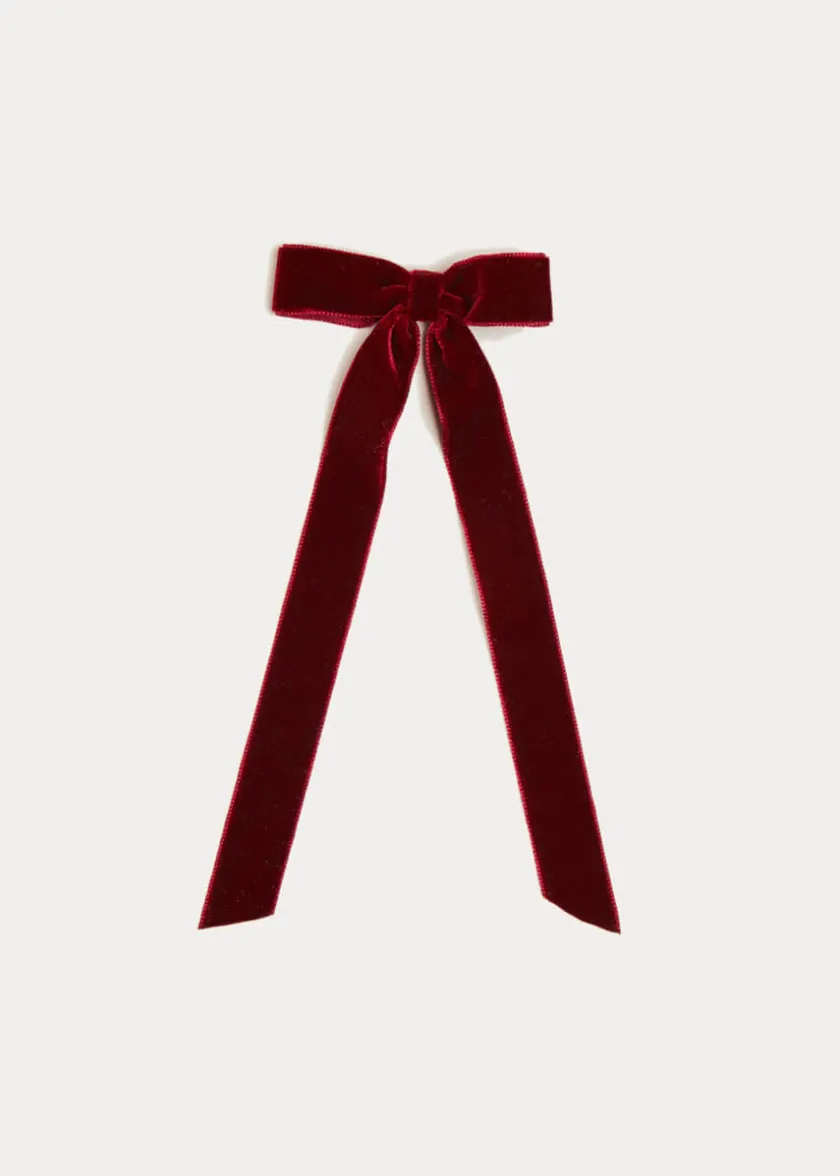 Hair Accessories | Hair Accessories | Pepa London Velvet Long-Bow Clip in Burgundy