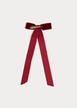 Hair Accessories | Hair Accessories | Pepa London Velvet Long-Bow Clip in Burgundy