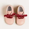 Bonnets & Booties | Booties | Pepa London Velvet Ribbon Baby Booties in Pink (20-26EU)
