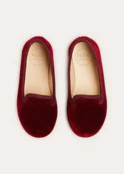 Nightwear | Nightwear | Pepa London Velvet Slippers In Burgundy (24-34EU)