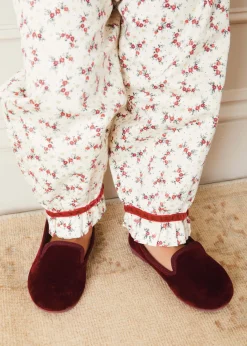Nightwear | Nightwear | Pepa London Velvet Slippers In Burgundy (24-34EU)