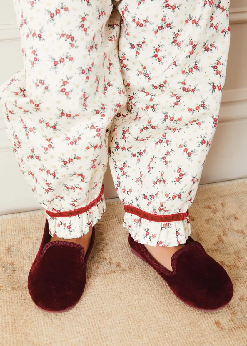 Nightwear | Nightwear | Pepa London Velvet Slippers In Burgundy (24-34EU)