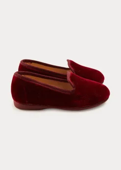 Nightwear | Nightwear | Pepa London Velvet Slippers In Burgundy (24-34EU)