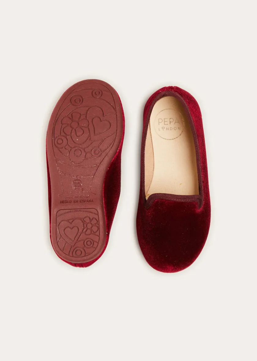 Nightwear | Nightwear | Pepa London Velvet Slippers In Burgundy (24-34EU)