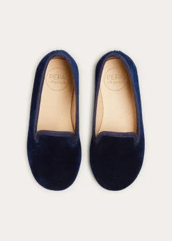 Nightwear | Nightwear | Pepa London Velvet Slippers In Navy (24-34EU)
