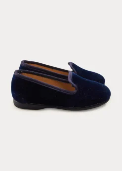 Nightwear | Nightwear | Pepa London Velvet Slippers In Navy (24-34EU)