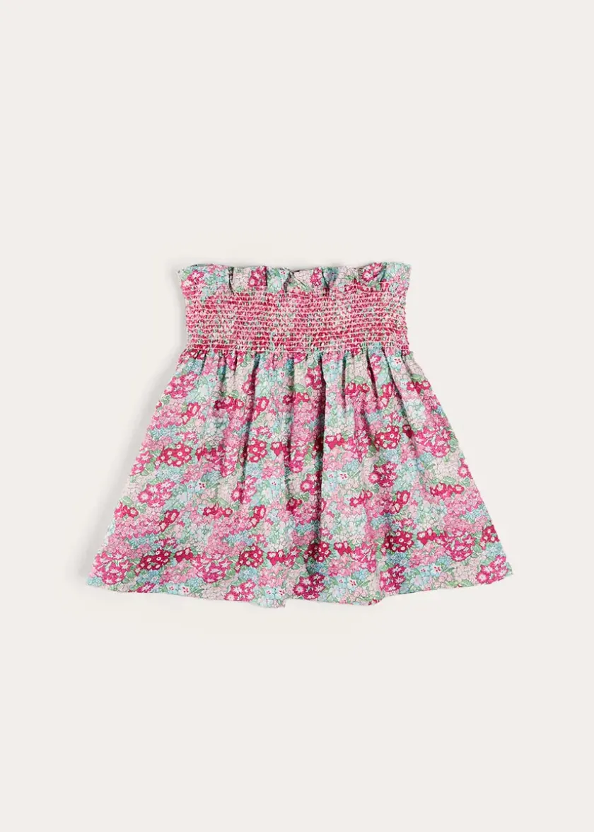 Skirts & Shorts | Pepa London Viola Floral Smocked Waistband Skirt in Pink (3-10yrs)