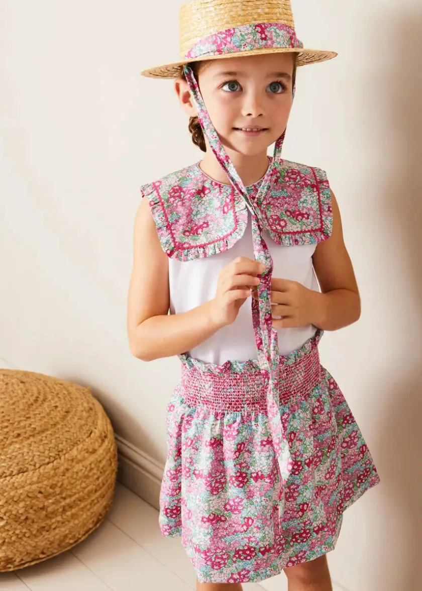 Skirts & Shorts | Pepa London Viola Floral Smocked Waistband Skirt in Pink (3-10yrs)