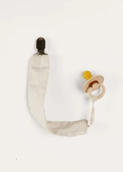 Dummies & Teethers | Dummies & Teethers | Pepa London Waterford Striped Dummy Clip in Beige