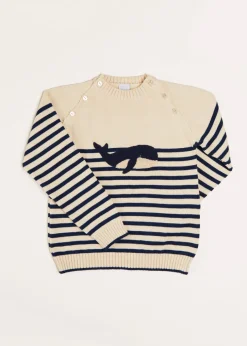 Knitwear & Cardigans | Knitwear & Cardigans | Pepa London Whale Intarsia Striped Jumper in Blue (6mths-10yrs)