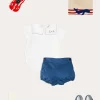Lookbooks | Pepa London Whale Intarsia Striped Jumper in Red (6mths-6yrs) | Boat Embroidery Statement Collar Short Sleeve Bodysuit in White (3mths-2yrs) | Plain Button Detail Bloomers in Blue (3mths-3yrs) | T-Bar Baby Shoes in Blue (20-26EU) | Ribbed Short Socks in Beige (0mths-10yrs) | Model Toy Car in Red