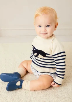 Knitwear & Cardigans | Knitwear & Cardigans | Pepa London Whale Intarsia Striped Jumper in Blue (6mths-10yrs)