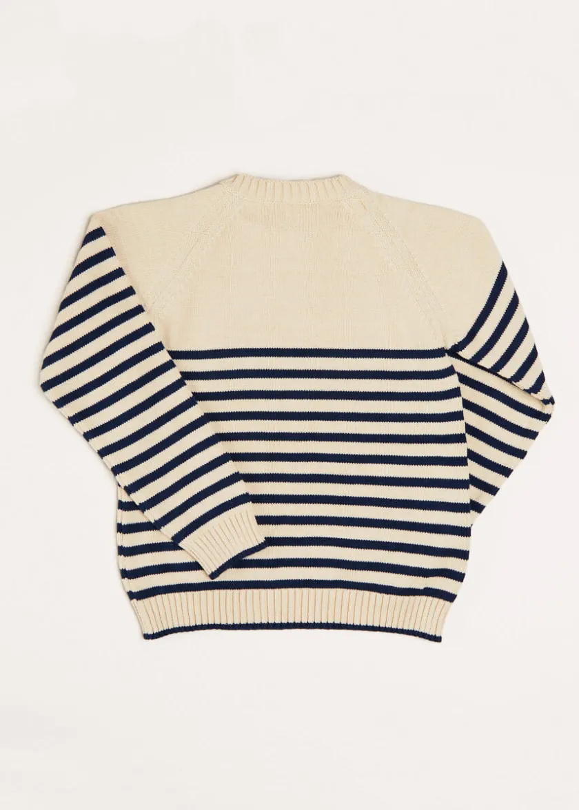 Knitwear & Cardigans | Knitwear & Cardigans | Pepa London Whale Intarsia Striped Jumper in Blue (6mths-10yrs)