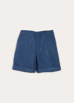 Bloomers, Shorts & Trousers | Pepa London Wool Plain Shorts With Turn Ups In Blue (18mths-4yrs)