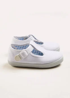 T-bars | T-bar Shoes | Pepa London Woven T-Bar Baby Shoes in White (20-26EU)