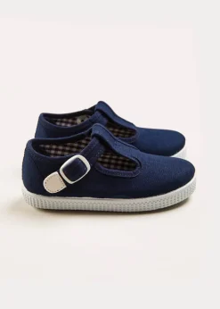 T-bars | T-bar Shoes | Pepa London Woven T-Bar Baby Shoes in Navy (20-26EU)